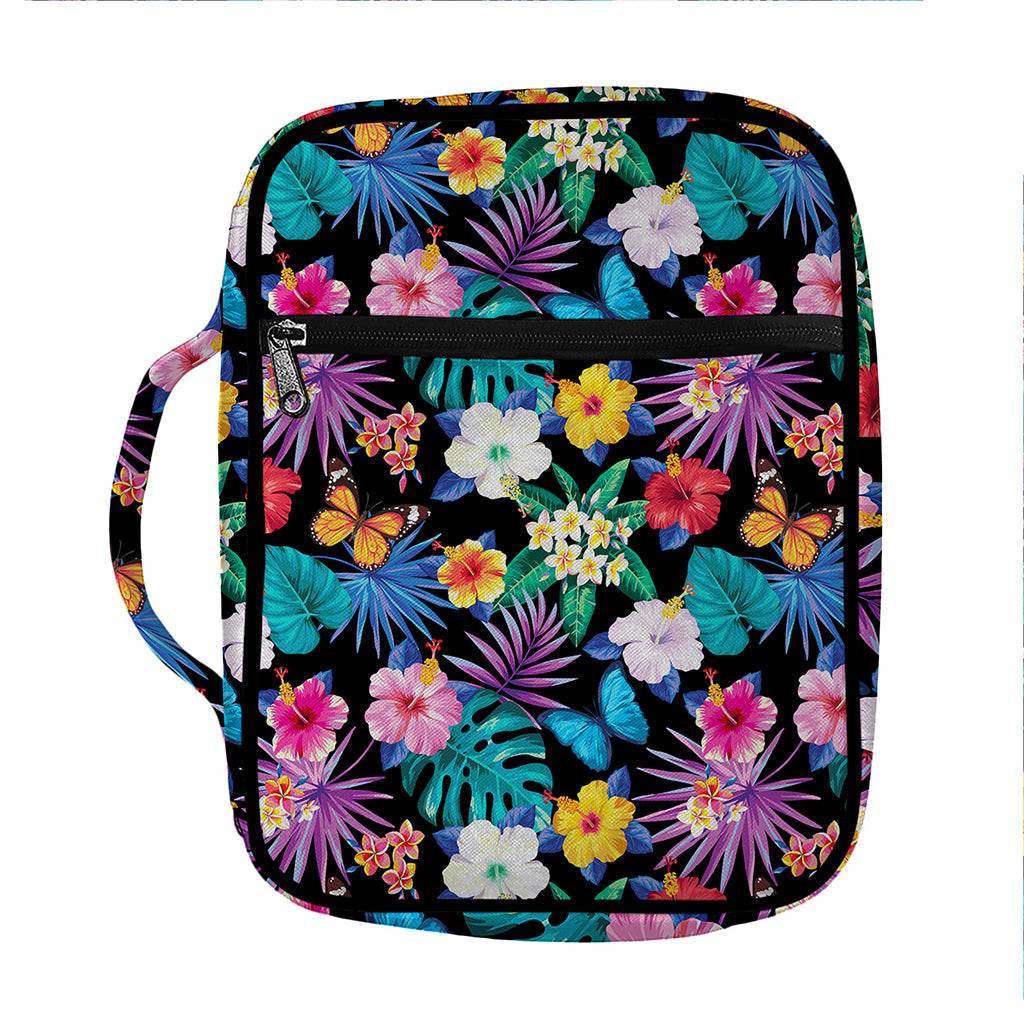Colorful Tropical Jungle Hawaiian Print Front Pocket Bible Bag