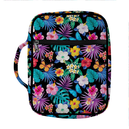Colorful Tropical Jungle Hawaiian Print Front Pocket Bible Bag