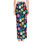Colorful Tropical Jungle Hawaiian Print High Slit Maxi Skirt