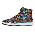 Colorful Tropical Jungle Hawaiian Print High Top Leather Sneakers