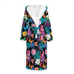 Colorful Tropical Jungle Hawaiian Print Hooded Bathrobe