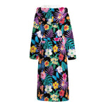 Colorful Tropical Jungle Hawaiian Print Hooded Bathrobe