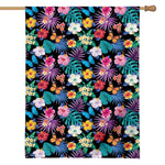 Colorful Tropical Jungle Hawaiian Print House Flag