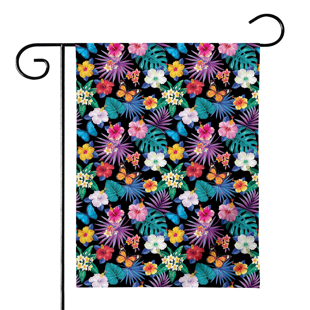 Colorful Tropical Jungle Hawaiian Print House Flag