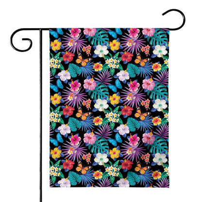 Colorful Tropical Jungle Hawaiian Print House Flag
