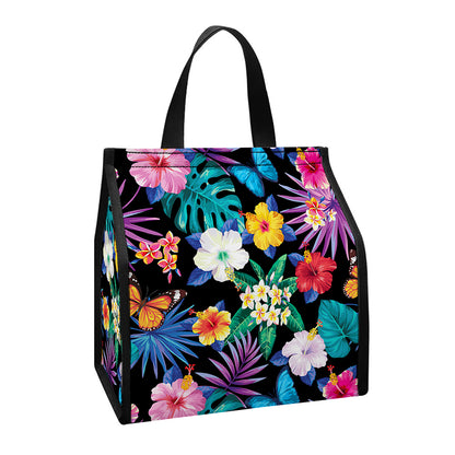 Colorful Tropical Jungle Hawaiian Print Insulated Lunch Tote