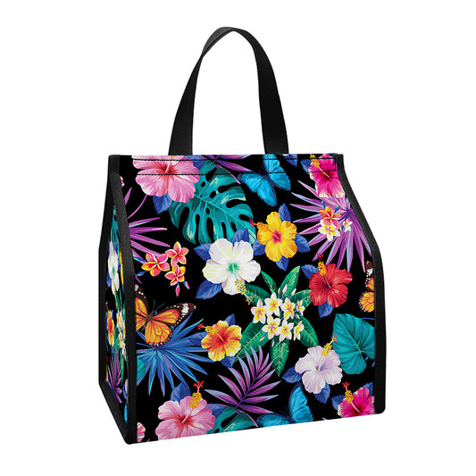 Colorful Tropical Jungle Hawaiian Print Insulated Lunch Tote