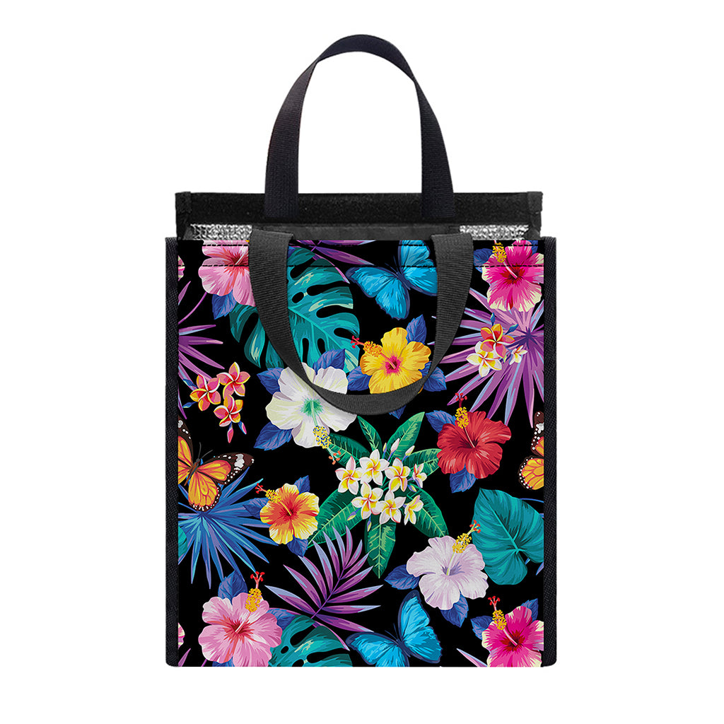 Colorful Tropical Jungle Hawaiian Print Insulated Lunch Tote