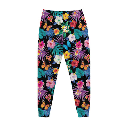 Colorful Tropical Jungle Hawaiian Print Jogger Pants