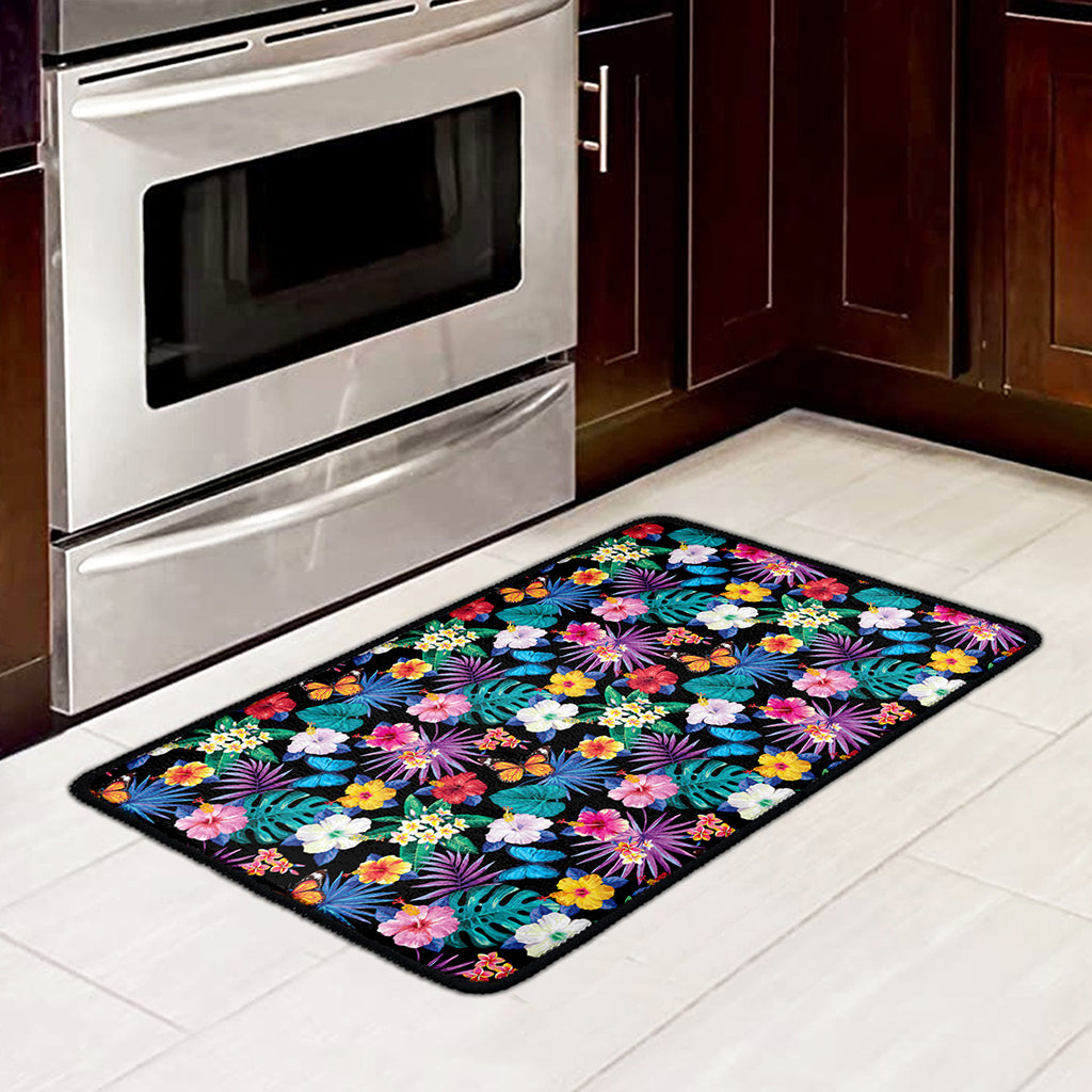 Colorful Tropical Jungle Hawaiian Print Kitchen Mat