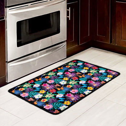 Colorful Tropical Jungle Hawaiian Print Kitchen Mat