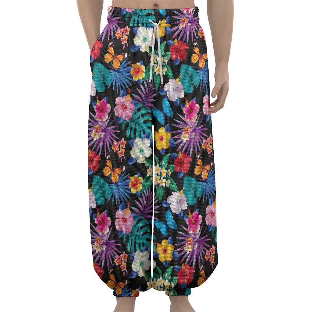 Colorful Tropical Jungle Hawaiian Print Lantern Pants