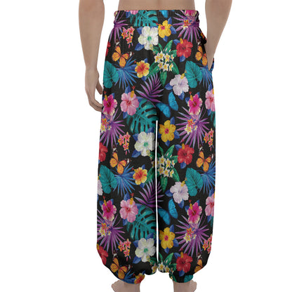 Colorful Tropical Jungle Hawaiian Print Lantern Pants
