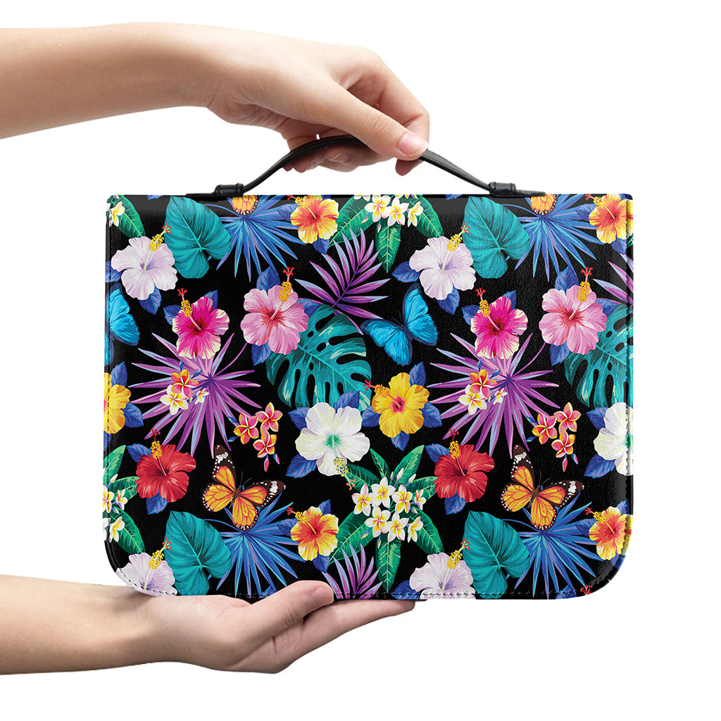 Colorful Tropical Jungle Hawaiian Print Leather Bible Cover