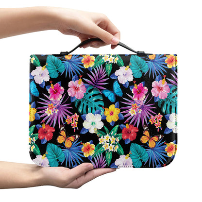 Colorful Tropical Jungle Hawaiian Print Leather Bible Cover