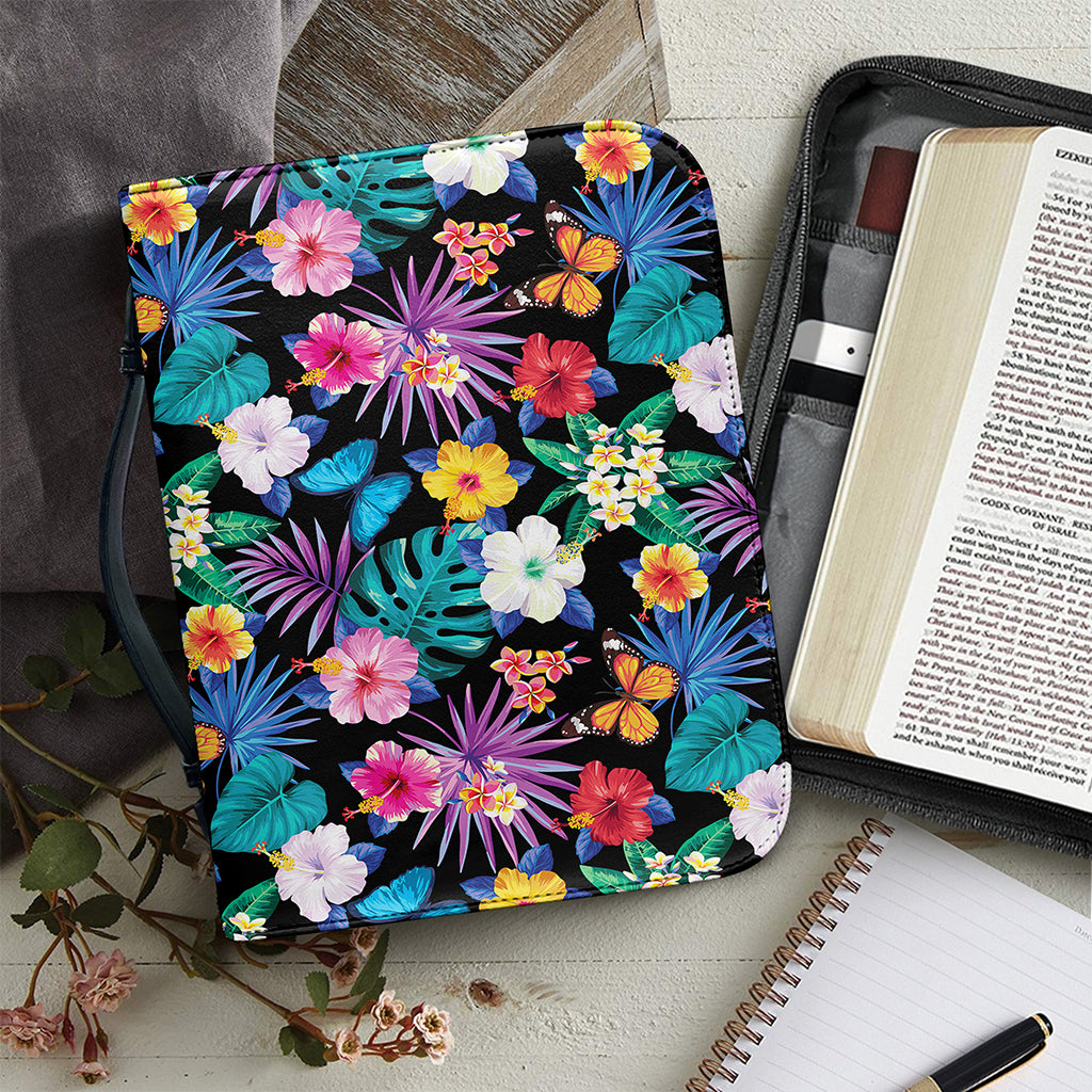 Colorful Tropical Jungle Hawaiian Print Leather Bible Cover