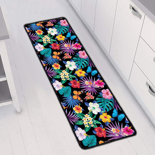 Colorful Tropical Jungle Hawaiian Print Long Kitchen Mat