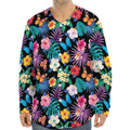 Colorful Tropical Jungle Hawaiian Print Long Sleeve Baseball Jersey