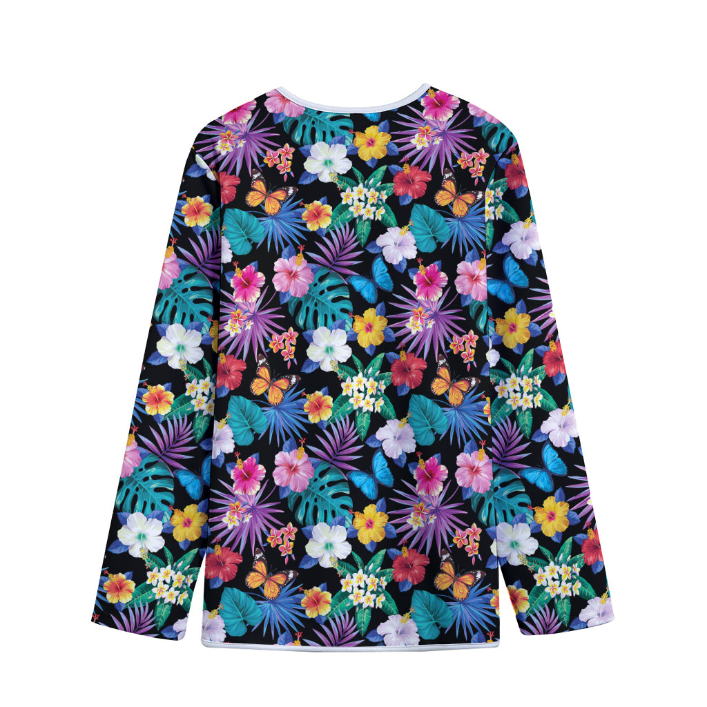 Colorful Tropical Jungle Hawaiian Print Long Sleeve Short Coat