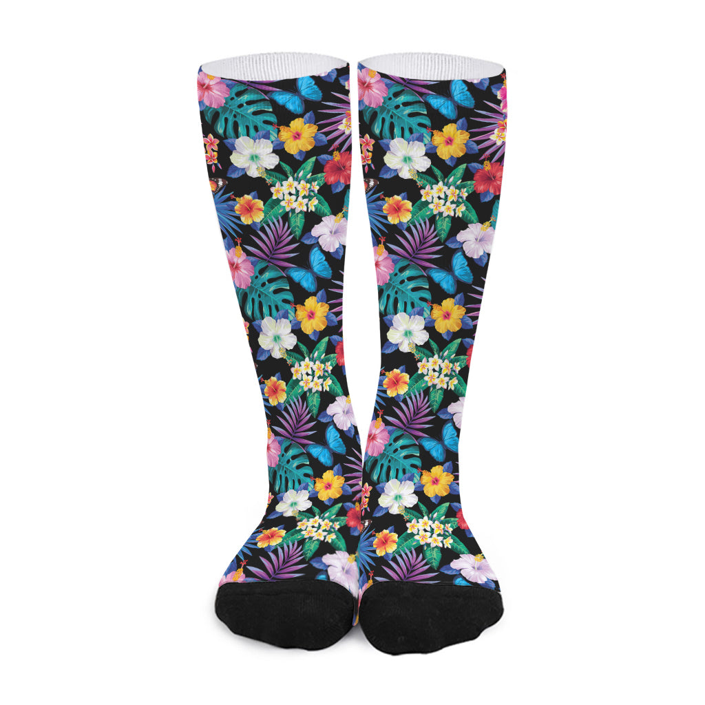 Colorful Tropical Jungle Hawaiian Print Long Socks
