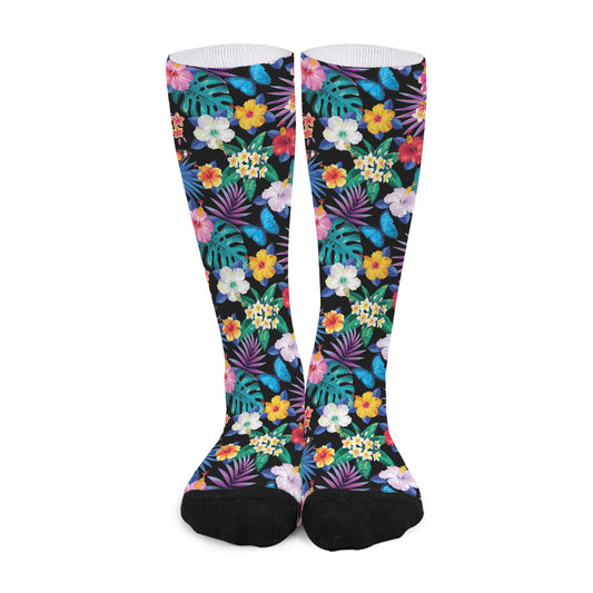 Colorful Tropical Jungle Hawaiian Print Long Socks
