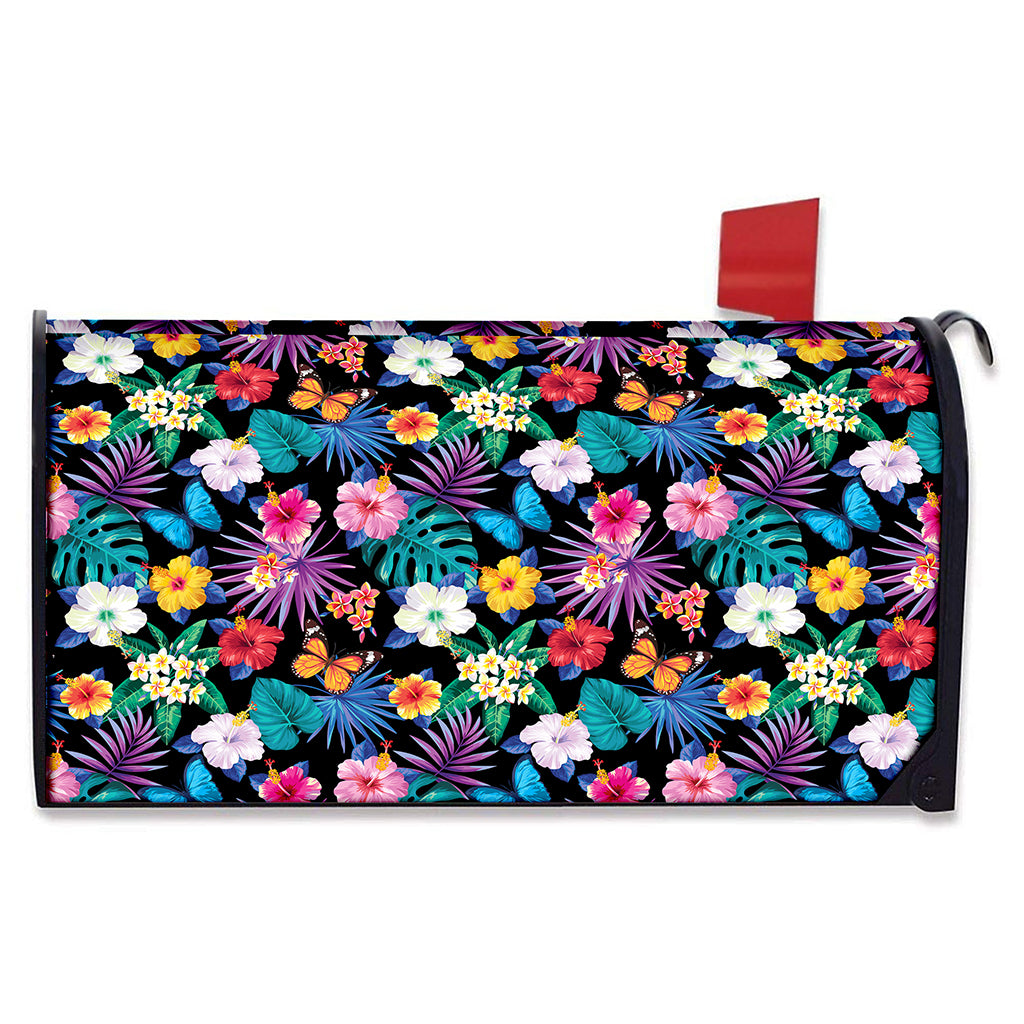 Colorful Tropical Jungle Hawaiian Print Mailbox Cover