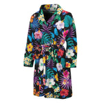 Colorful Tropical Jungle Hawaiian Print Men's Bathrobe