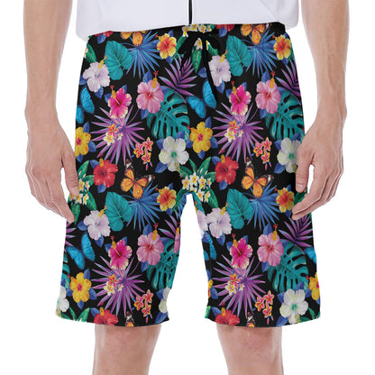 Colorful Tropical Jungle Hawaiian Print Men's Beach Shorts