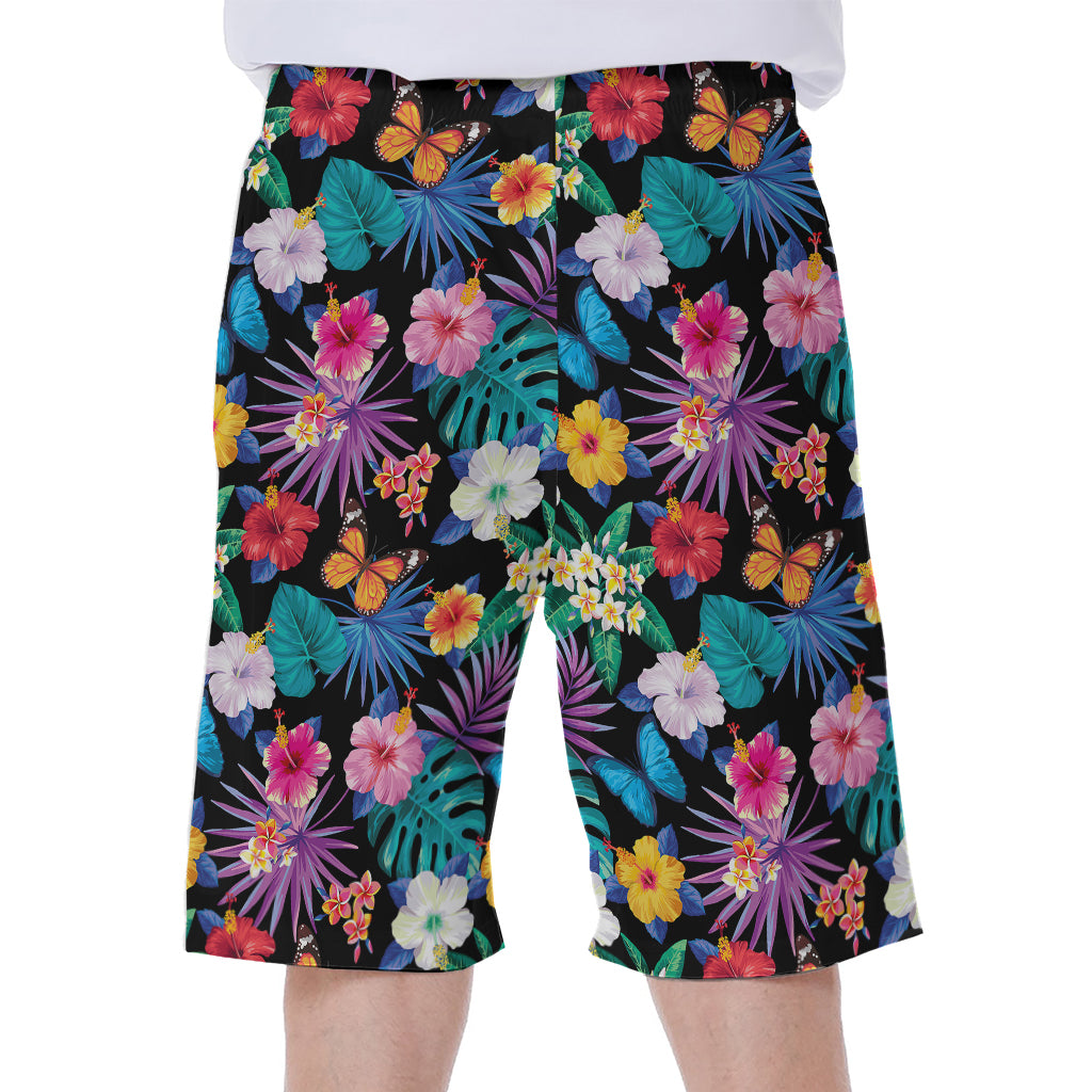 Colorful Tropical Jungle Hawaiian Print Men's Beach Shorts
