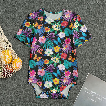 Colorful Tropical Jungle Hawaiian Print Men's Bodysuit