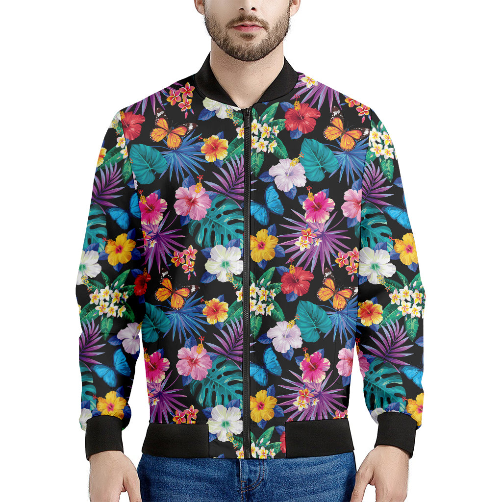 Colorful Tropical Jungle Hawaiian Print Men's Bomber Jacket