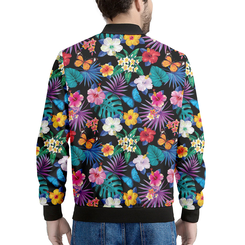 Colorful Tropical Jungle Hawaiian Print Men's Bomber Jacket