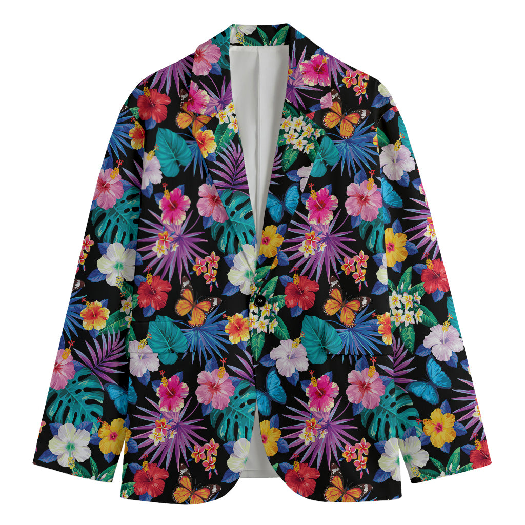 Colorful Tropical Jungle Hawaiian Print Men's Cotton Blazer