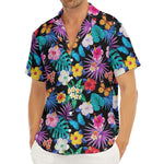 Colorful Tropical Jungle Hawaiian Print Men's Deep V-Neck Shirt