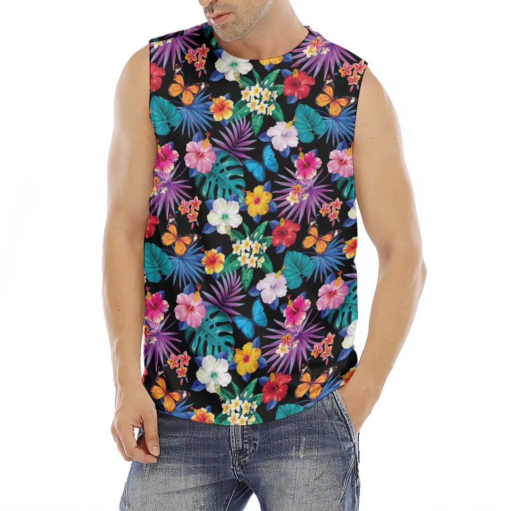 Colorful Tropical Jungle Hawaiian Print Men's Fitness Tank Top