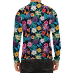 Colorful Tropical Jungle Hawaiian Print Men's Long Sleeve Rash Guard