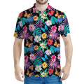 Colorful Tropical Jungle Hawaiian Print Men's Polo Shirt