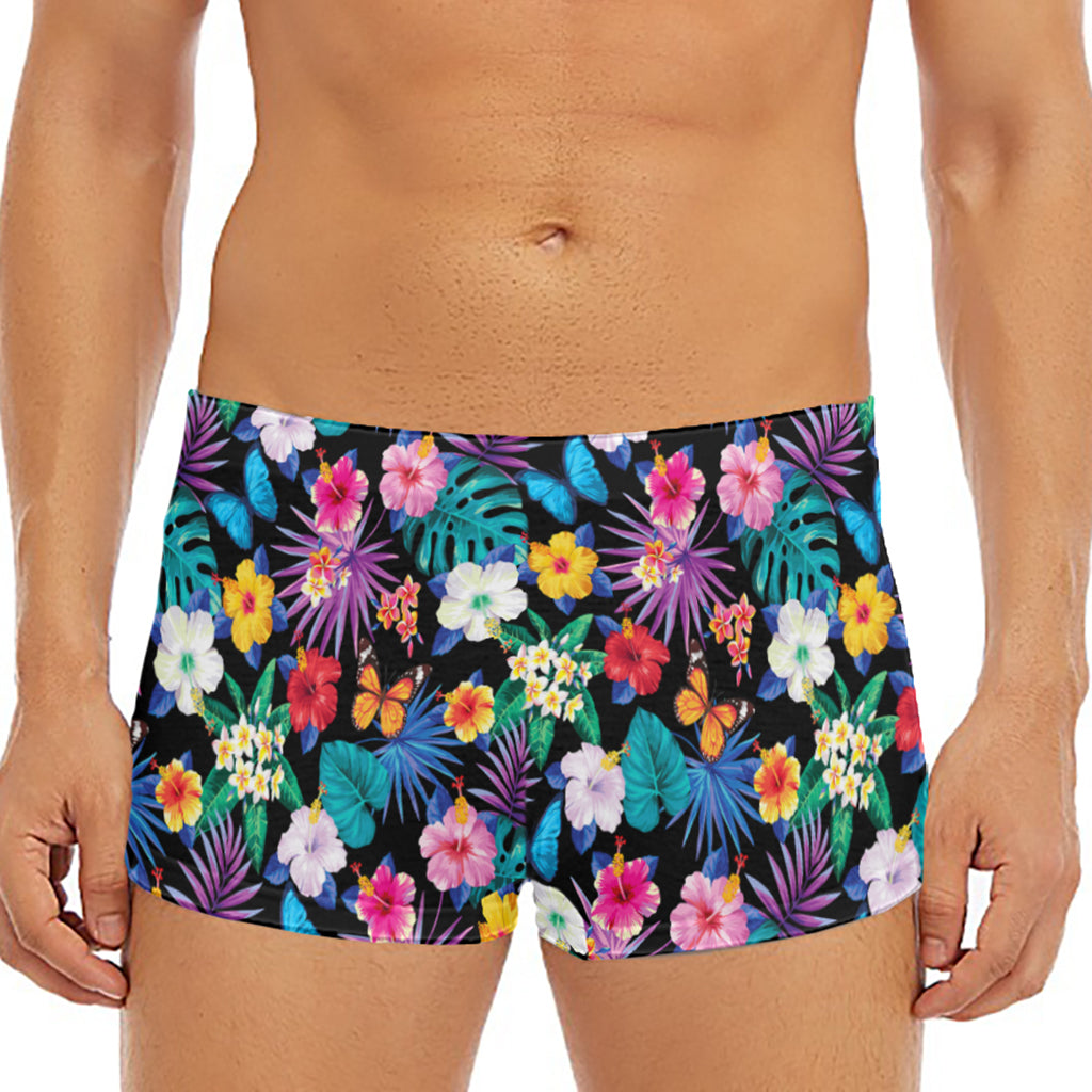 Colorful Tropical Jungle Hawaiian Print Men's Short Boxer Briefs
