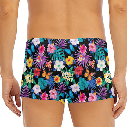 Colorful Tropical Jungle Hawaiian Print Men's Short Boxer Briefs