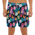 Colorful Tropical Jungle Hawaiian Print Men's Split Running Shorts