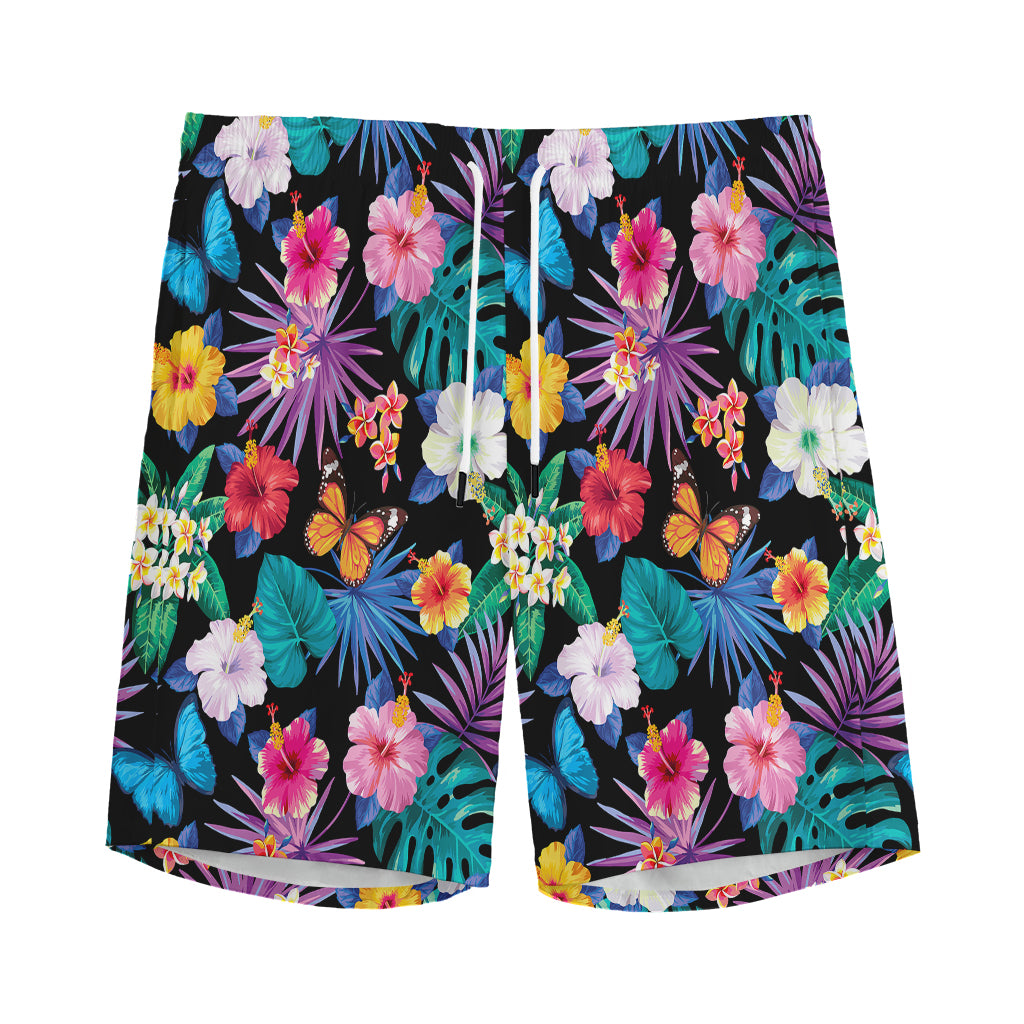 Colorful Tropical Jungle Hawaiian Print Men's Sports Shorts