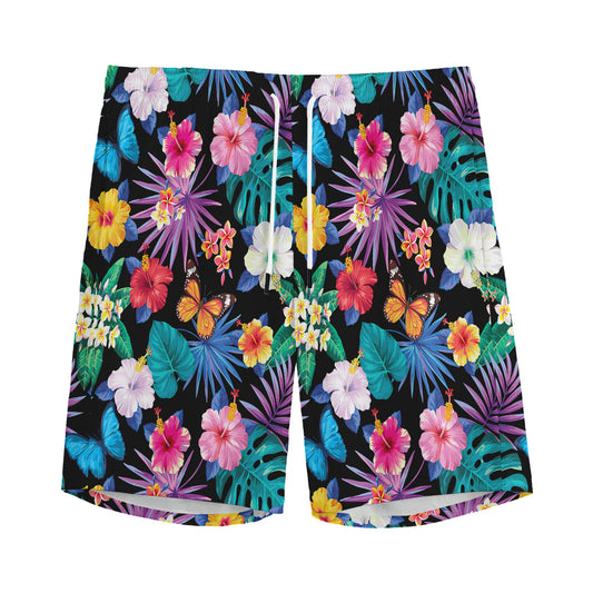 Colorful Tropical Jungle Hawaiian Print Men's Sports Shorts