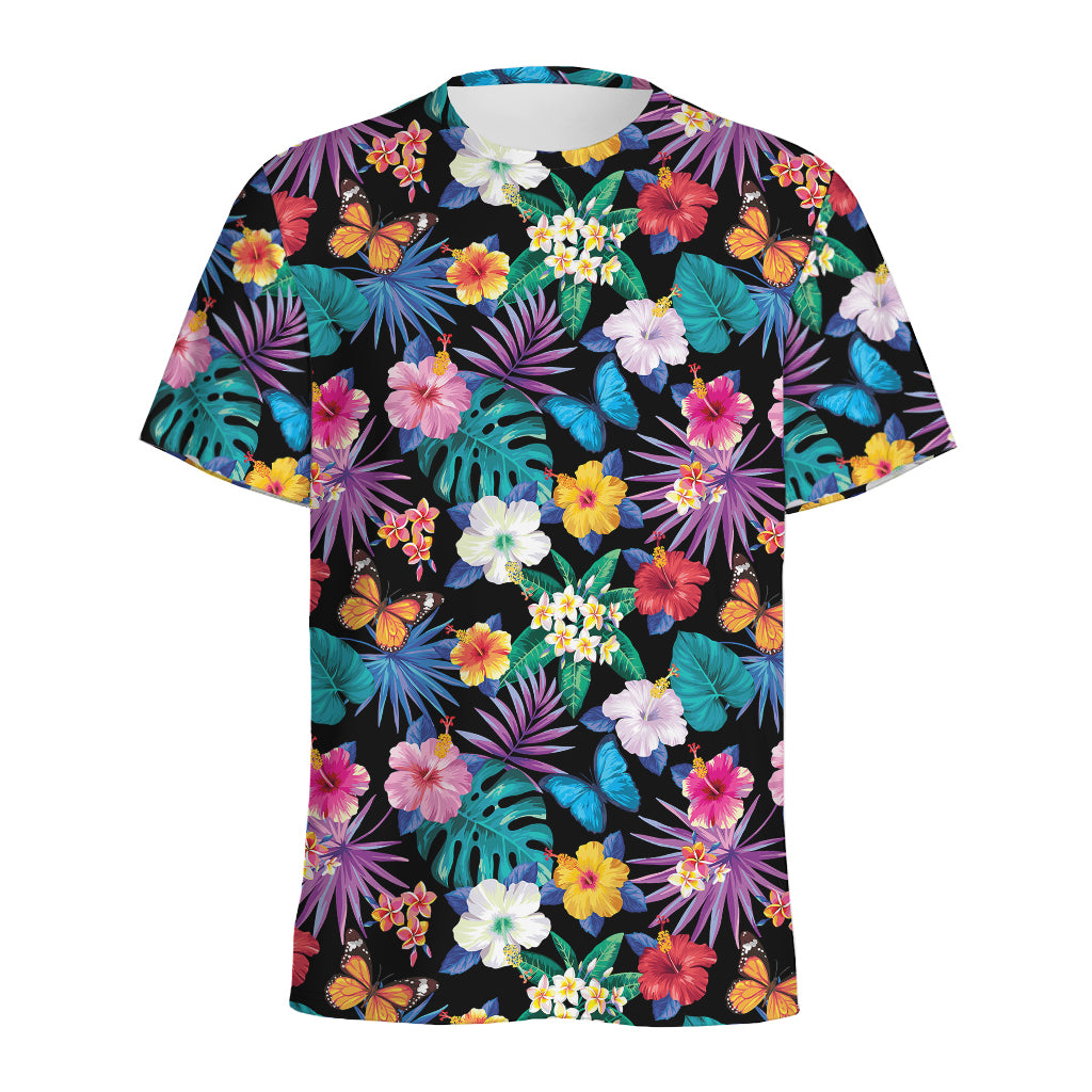 Colorful Tropical Jungle Hawaiian Print Men's Sports T-Shirt