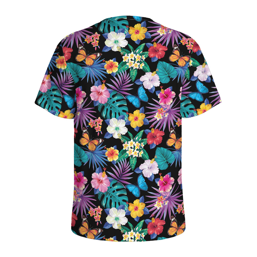 Colorful Tropical Jungle Hawaiian Print Men's Sports T-Shirt
