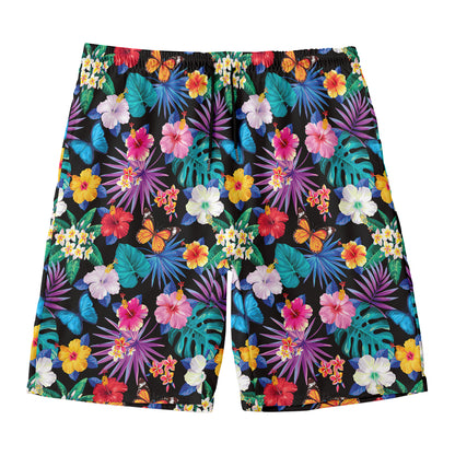 Colorful Tropical Jungle Hawaiian Print Men's Swim Trunks