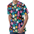 Colorful Tropical Jungle Hawaiian Print Men's Velvet T-Shirt