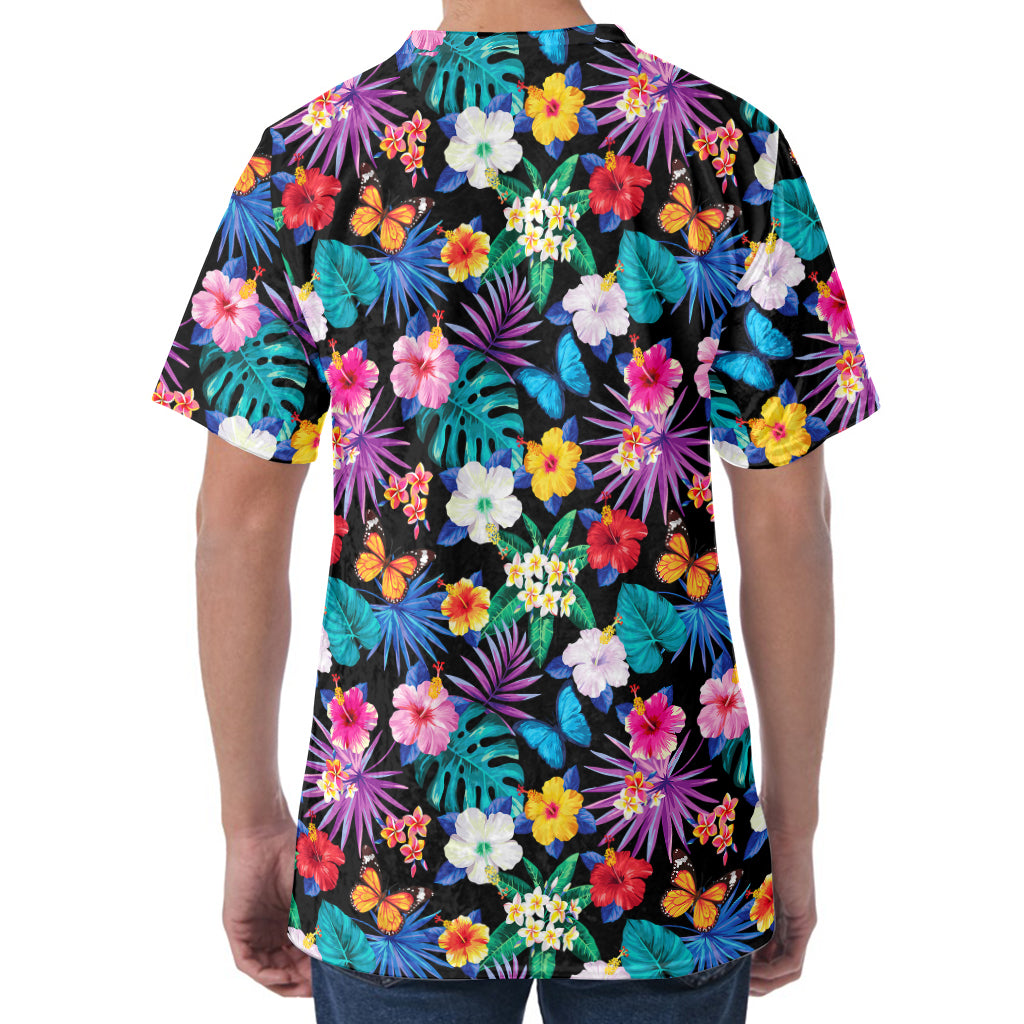 Colorful Tropical Jungle Hawaiian Print Men's Velvet T-Shirt