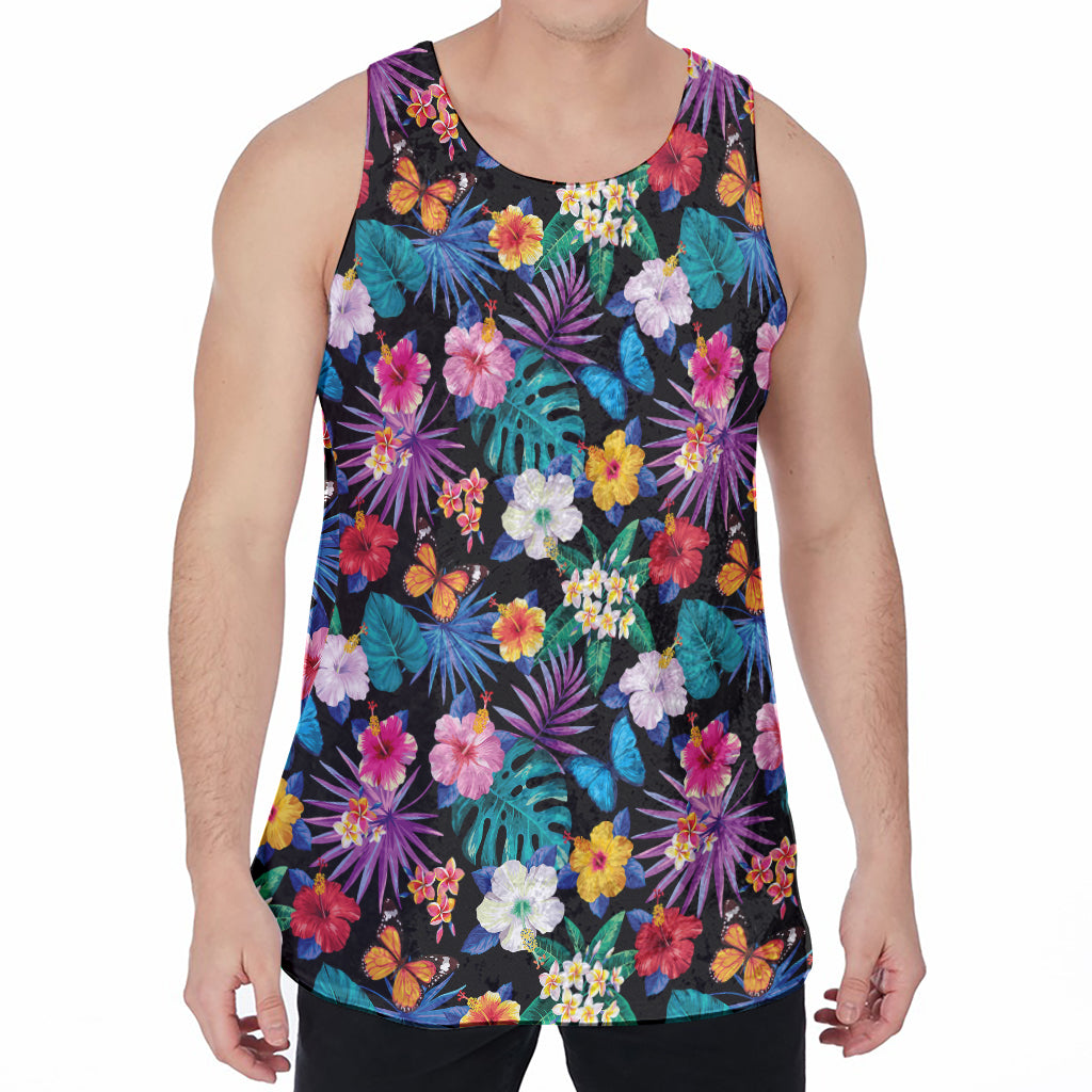 Colorful Tropical Jungle Hawaiian Print Men's Velvet Tank Top
