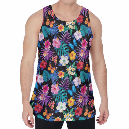 Colorful Tropical Jungle Hawaiian Print Men's Velvet Tank Top