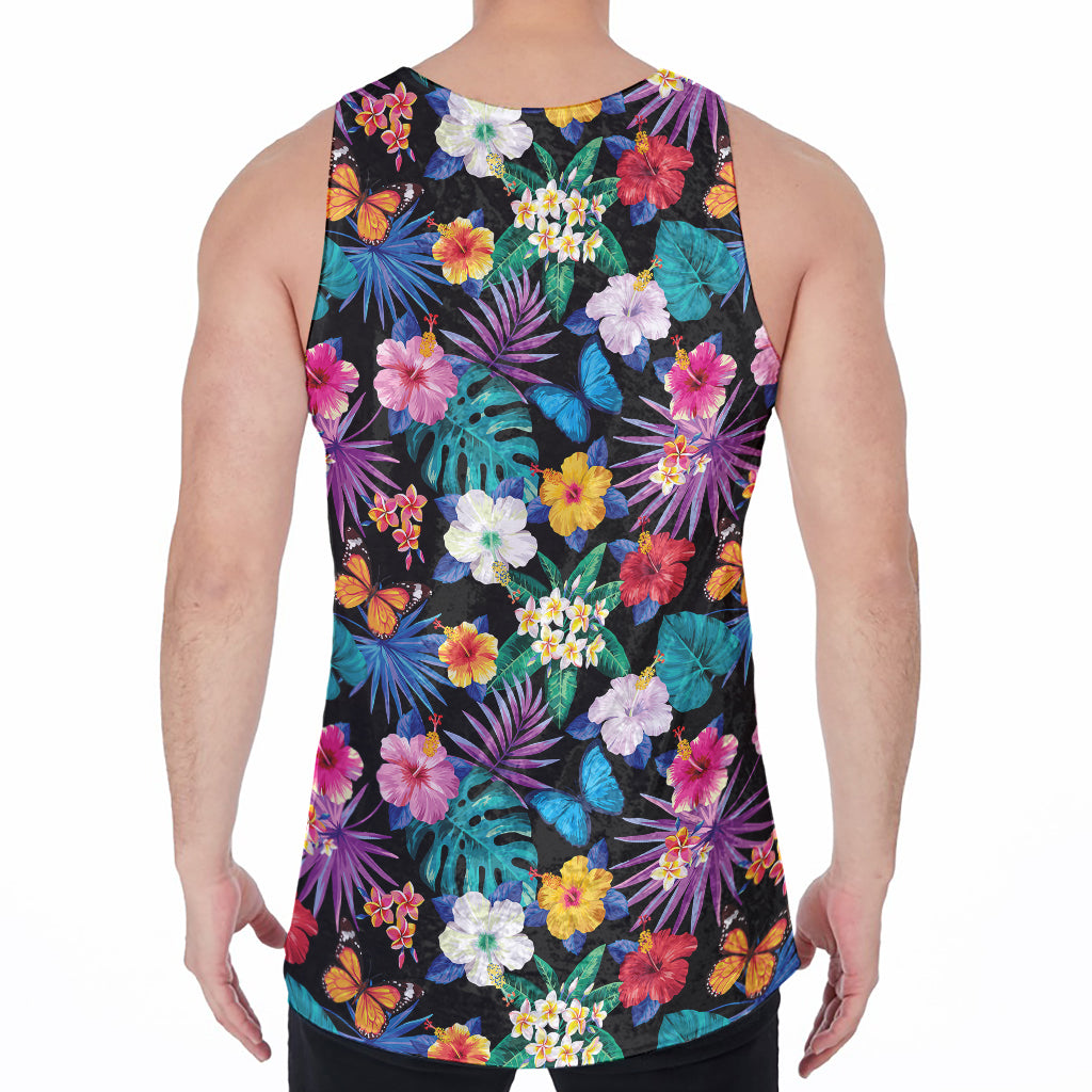 Colorful Tropical Jungle Hawaiian Print Men's Velvet Tank Top